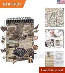 Pre-Cut Vintage Sticker for Journaling, 595PCS – 50 Sheets Washi Brown Scrapb…