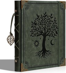 Vintage Leather Photo Album 4×6 Scrapbook 120 Photos Refillable Green Tree of Li
