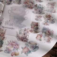 26 pcs Tea Cup Translucent Vellum Matte Surface Paper Sticker Scrapbook Craft