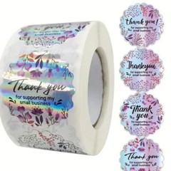 500 Holographic Shiny 1.5″ Thank You for Supporting My Small Business Stickers