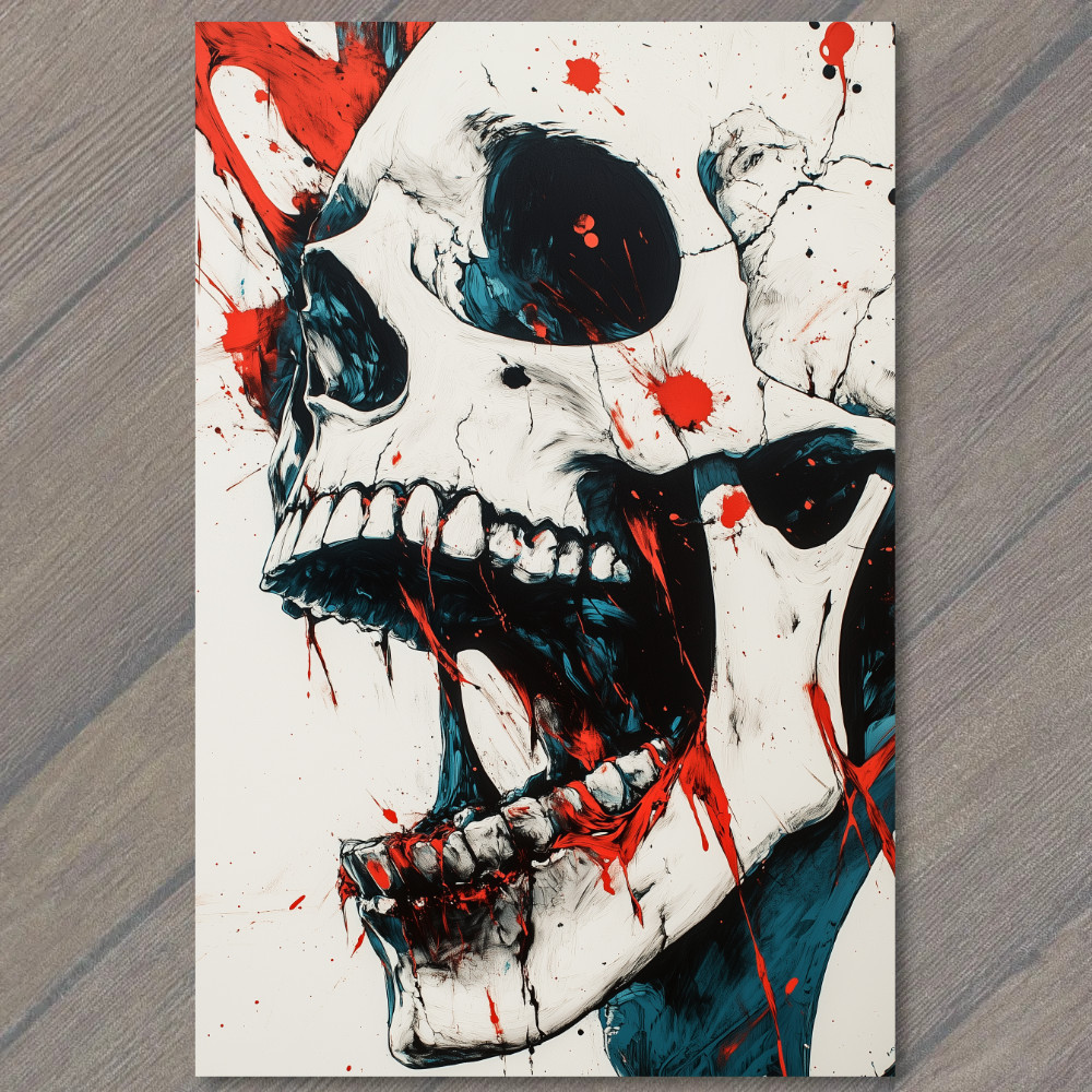 STICKER Skull Scream Horror Red Splatter Teeth Bones Blood Terror