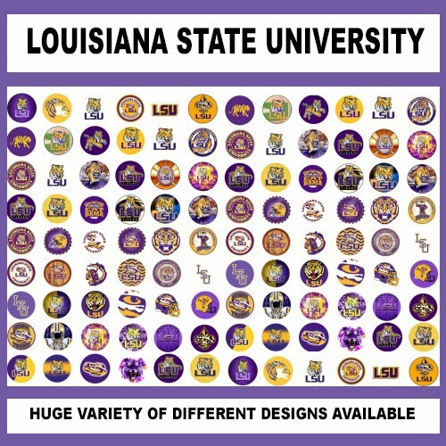 100 Precut COLLEGE LOUISIANA STATE LSU BOTTLE CAP CHARM TRAY IMAGES 1 in DESIGNS