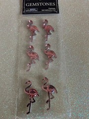 GEMSTONE ADHESIVE ACRYLIC PINK FLAMINGO STORK FLAMINGO 3D 6pcs