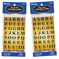Gold Foil Alphabet Uppercase Letters Label – 2 Packs by BAZIC (756 Total Labels)