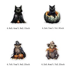 100 Pcs Black Cat and Witch Stickers, Horrible Pumpkin Stickers Wansheng-2