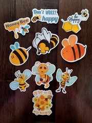 STICKERS x 10 Honey Bee Positive Apiculture Beehive Cartoon Sticker BEH2