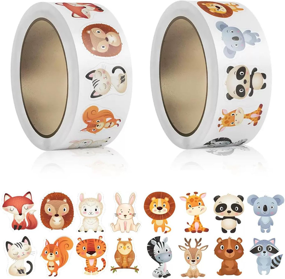 2 Roll Animal Stickers for Kids, 1 Inch, 1000 Pcs Motivational Stickers