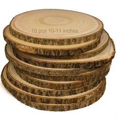 Large Unfinished Wood Slices for Centerpieces 10 Pcs 10-11 inches Natural Woo…