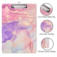 Fashion Clipboard, A4 Letter Size Wooden Decorative C-pink Purple Marble
