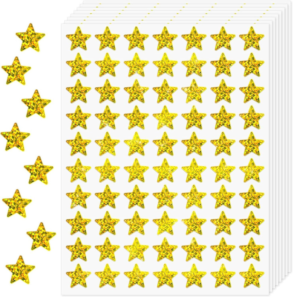 2100PCS Gold Foil Star Stickers 0.6″ Holographic Reward Stickers for Kids Behavi