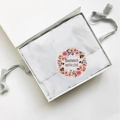 100-500pcs Flower Handmade with Love Stickers for Small Business Packaging Bakin