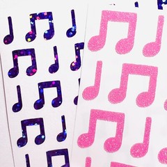 Music Note Stickers! – Holographic Sparkle, Glitter, Glow in the Dark & Pastel