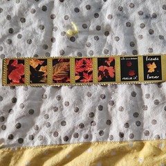 Gold Frame Autumn Leaves Sticker Strip, Gold Black Red Orange Yellow Quotes