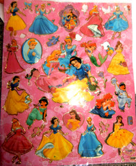 DISNEY PRINCESS Laser Stickers CINDERELLA Snow White ARIEL Jasmine AURORA Belle