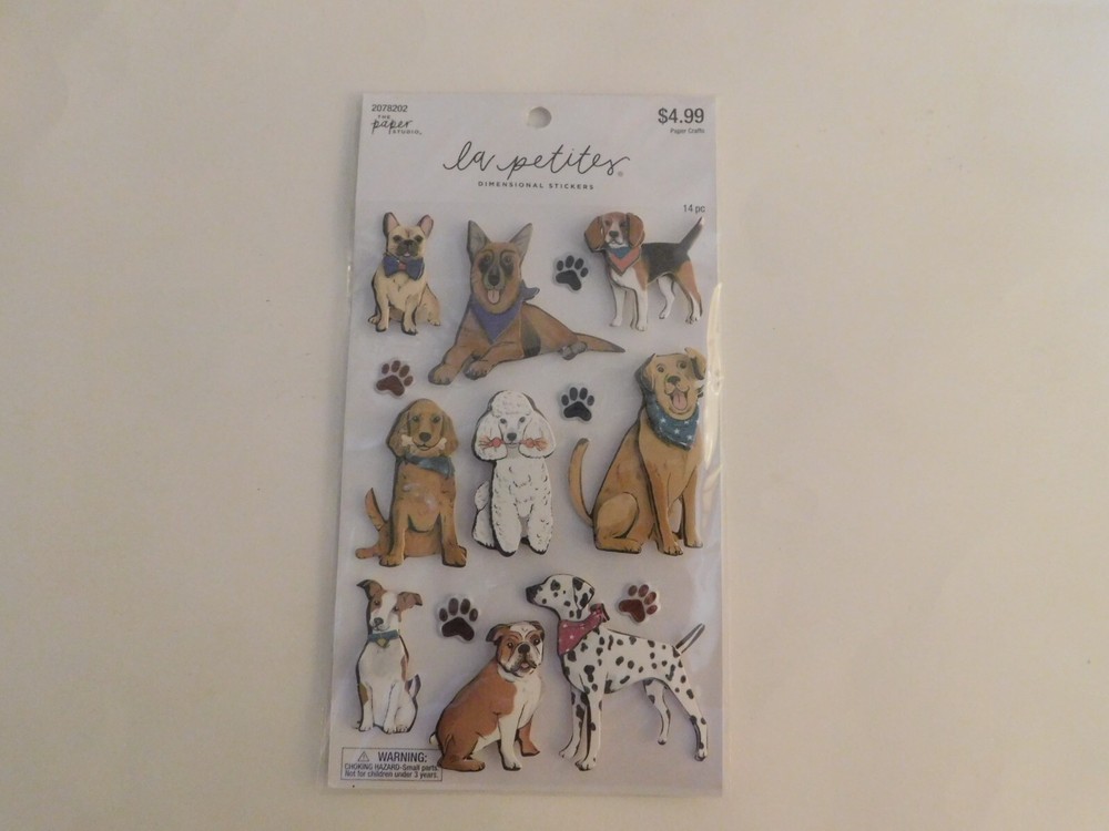 The paper studio La petites Dog dimensional stickers 14pc