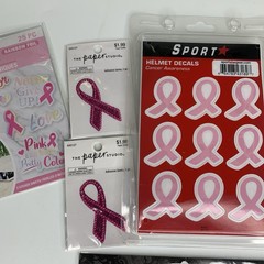 Lot Of Breast Cancer Awareness Stickers, Iron On & Decals