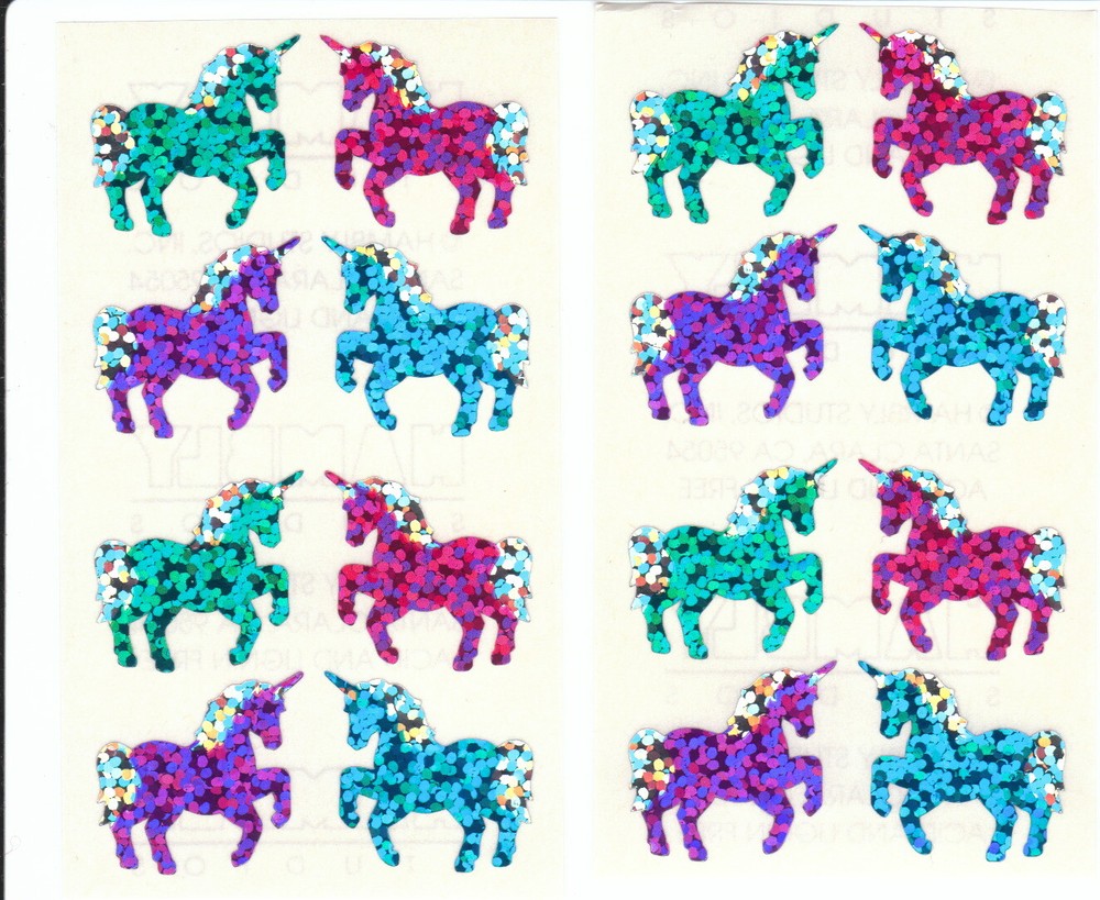 Vtg Hambly Glitter Unicorns Stickers – Fantasy
