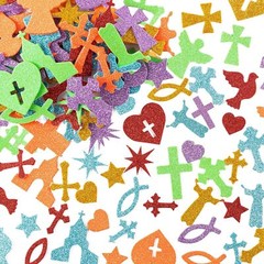 500Pcs Christian Glitter Stickers Foam Self-Adhesive Multi-Colour Art Craft