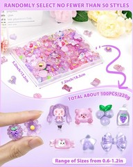 100PCS FIVEIZERO Cute Slime Charms Bulk Set – Kawaii 0.6–1.2 inches, Purple