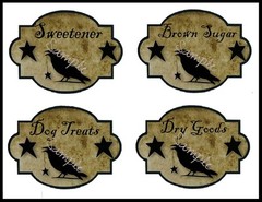 Primitive Canister Labels Pantry Crow Star Grungy Stickers 8 Total Sugar Coffee
