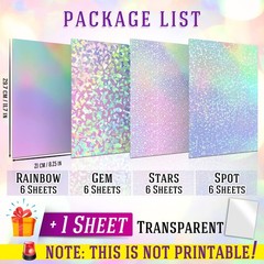 Self Adhesive A4 Sheets, 25 Clear Laminate, Waterproof Sticker Paper,Star Patter
