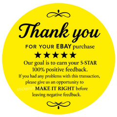 eBay Seller Sticker – Thank You & Make It Right Label – 2 Inch Round