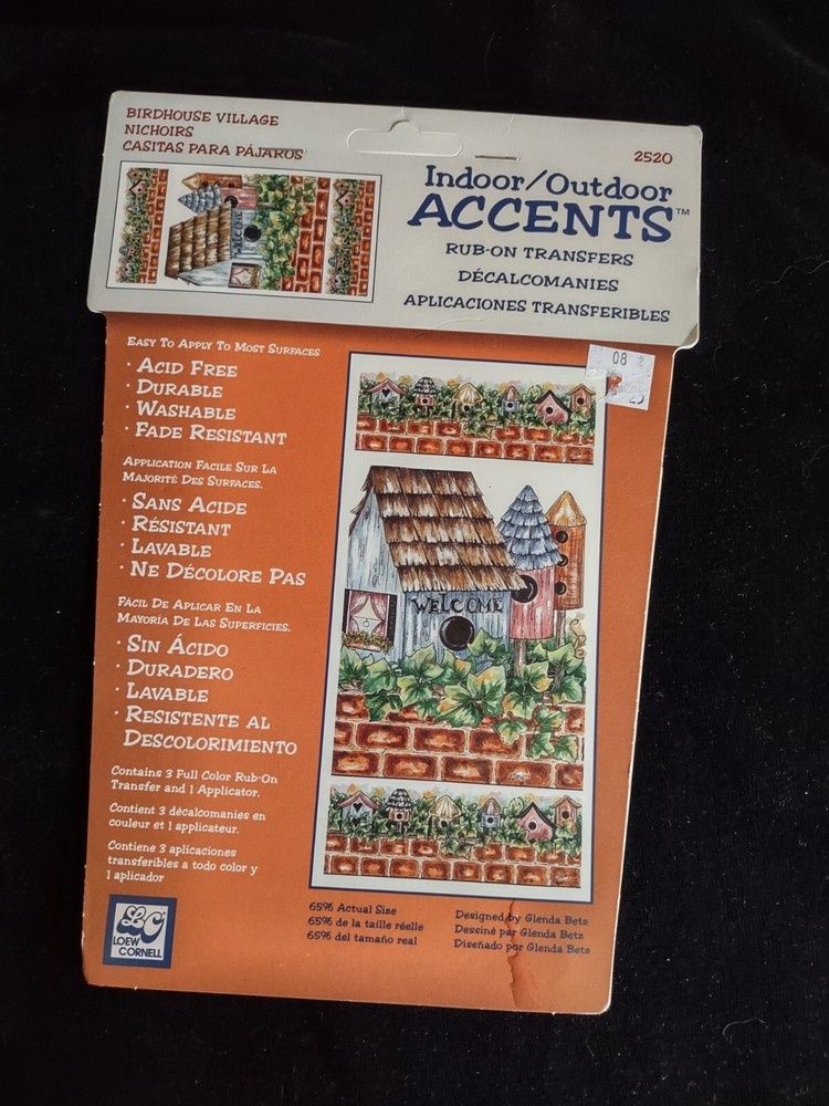 Indoor Outdoor Accents Loew Cornell Rub On Transfers Birdhouse Village 2520 NOS