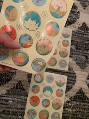 Lot Of 3 Vintage 1984 Hallmark Stickers Fan Lotus 3 Loose Sheets Pastel Round