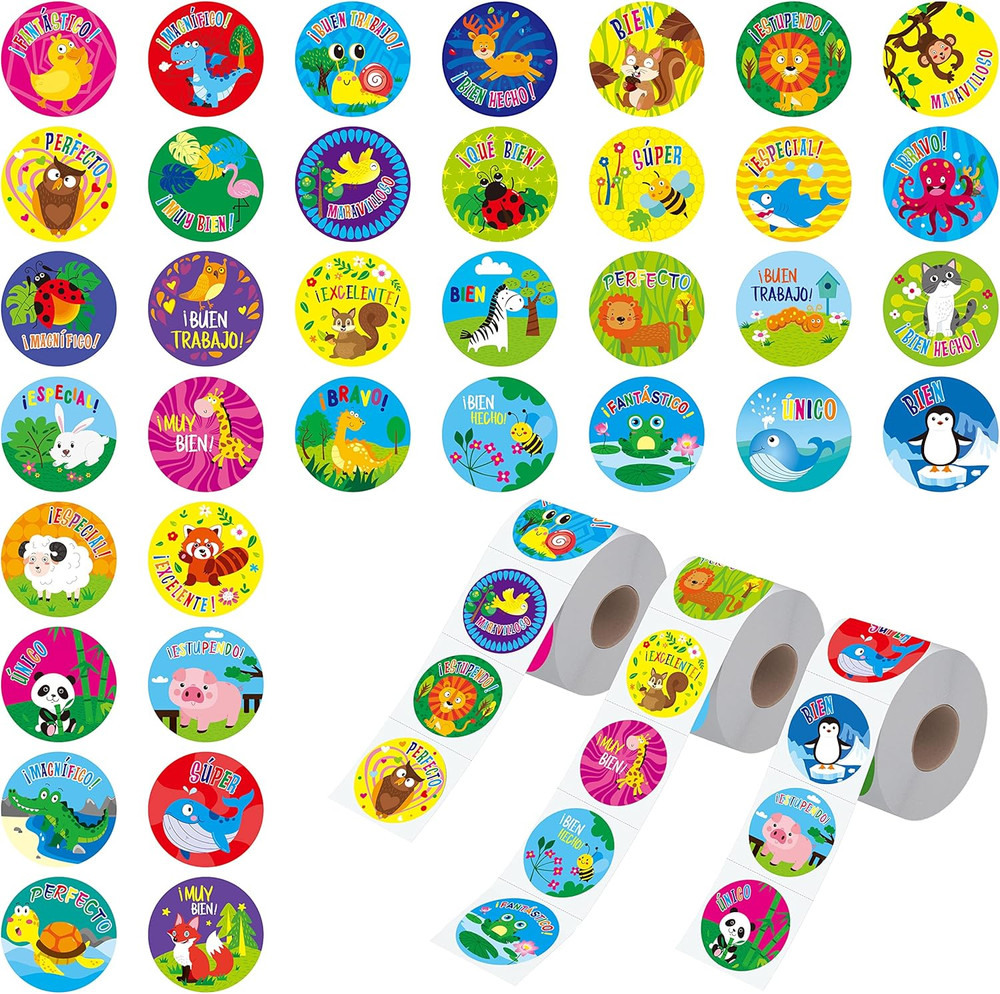 1800 Teacher Reward Encouragement Motivational Spanish Espanol Sticker in 36 Ani