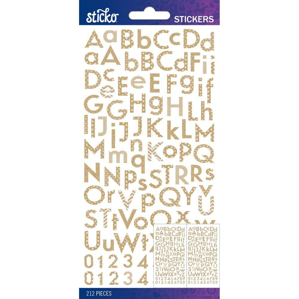 Crafts Stickers Sticko Kraft White Alphabet Letters Numbers Patterns Stripes Dot