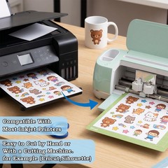 Premium Matte White Sticker Paper for Inkjet Printer – 45 Sheets Waterproof T…
