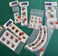 Vtg Ceramic Decals Mixed Media Water Mount Transfers Lot F Dark Floral Trim Rose