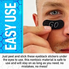 Non-Toxic Eye Black Stickers for Kids and Adults – 24 Pairs with White Pencil