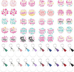 Acrylic Keychain Blanks, Inspirational UV DTF Transfer Stickers, Clear Acrylic B