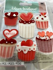 Valentines Jolee’s Cupcake Stickers 6 pcs Ready to use NIP