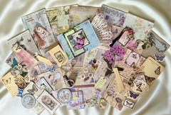 150+ Romantic Botanical Ephemera Bundle Junk Journal Kit Tags Vellum
