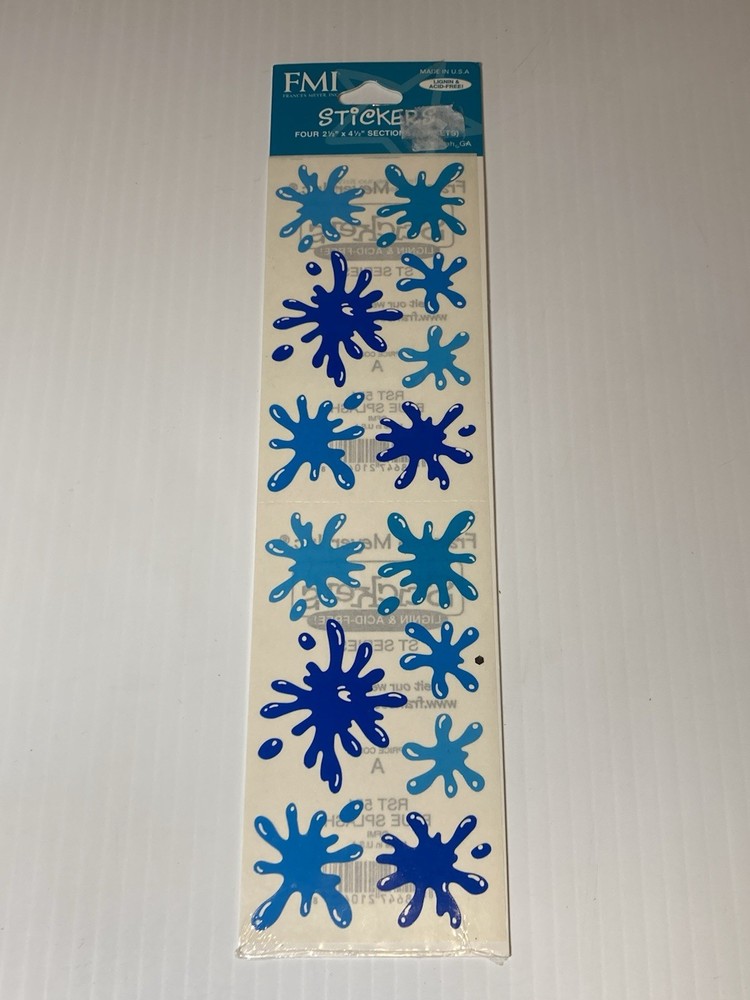 STICKERS FMI FRANCES MEYER 4 SHTS BLUE SPLASHES WATER SPLASH MULTI-COLORS SIZES