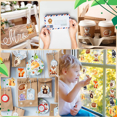 1000 PCS Forest Animal Stickers for Kids,1 Inch Reward Sticker in 16 Patterns,Te