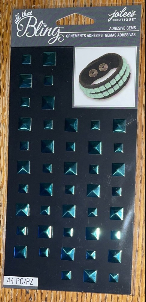 Jolees Bling Blue/Green Teal Studs Squares Craft Wedding Card Scrapbook Stickers