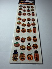 90s Sandylion Halloween Stick-er-Treat Prismatic Jack O Lantern Pumpkin Stickers