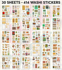 Crafting Stickers Bundle – Vintage and Boho Aesthetic Stickers for Journaling, S