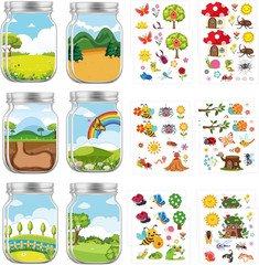 Insects Stickers Crafts Bulk, 24PCS DIY Craft Jar Stickers for Spring/Summer Act