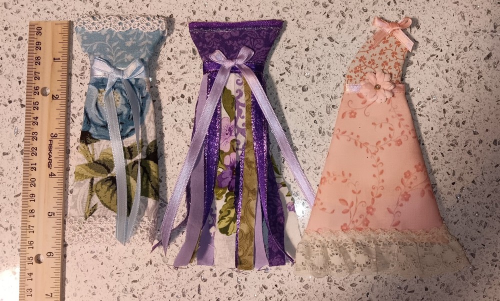 Lot Of 3 Handmade Dresses For Junk Journals scrapbooks shadow boxes Ornaments