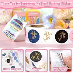 1000Pcs 1.5 inch Thank You Stickers, 2 Rolls 1.5 Inch Thank You Stickers