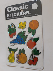 Vtg 1980 Prism Chrome Stickers Fruit Grapes Cherries Pear mordecai specializes