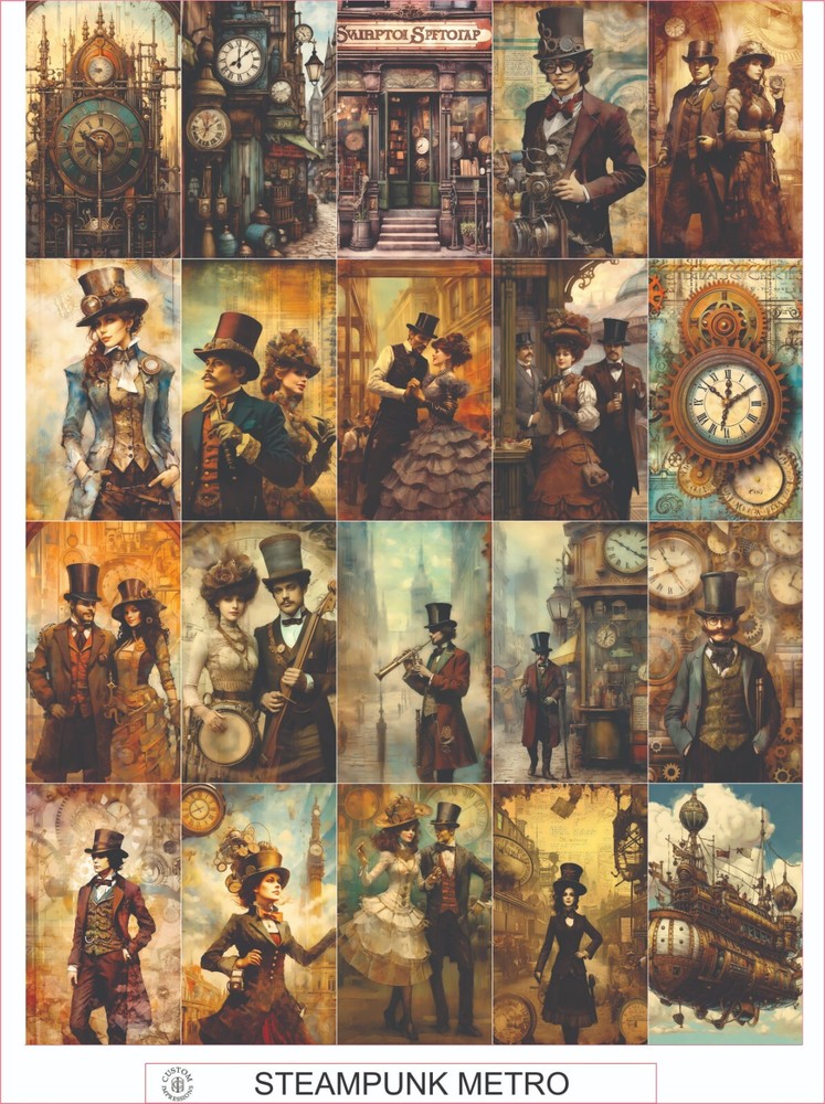 STEAMPUNK METRO – COMPLETE SHEET OF 20 STICKERS