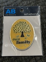 AMANDA BLU Self-Adhesive OUR FAMILY Tree MEDALLION Yellow 1-5/8”x 2-1/8” NEW