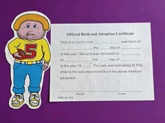 VTG 80s Cabbage Patch Kid Doll Sticker & Birth Adoption Certificate