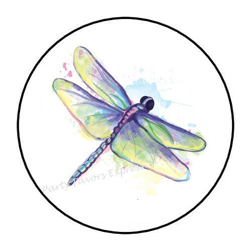 30 WATERCOLOR DRAGONFLY ENVELOPE SEALS LABELS STICKERS PARTY FAVORS 1.5″ ROUND