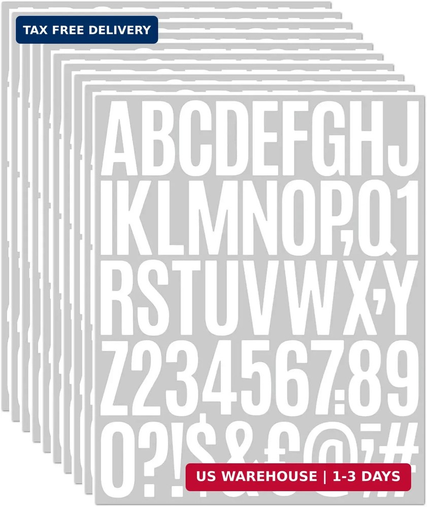 10 Sheets 500 Pcs Vinyl Letter Stickers, 2 inch Self-Adhesive Alphabet Numbers S